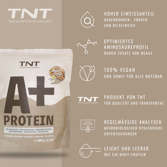 TNT A+ Protein - Vanilla Cookie - Vorteile