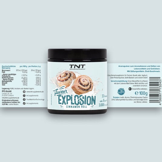 Flavour Explosion Cinnamon Roll Etikett mit Nhrwerten