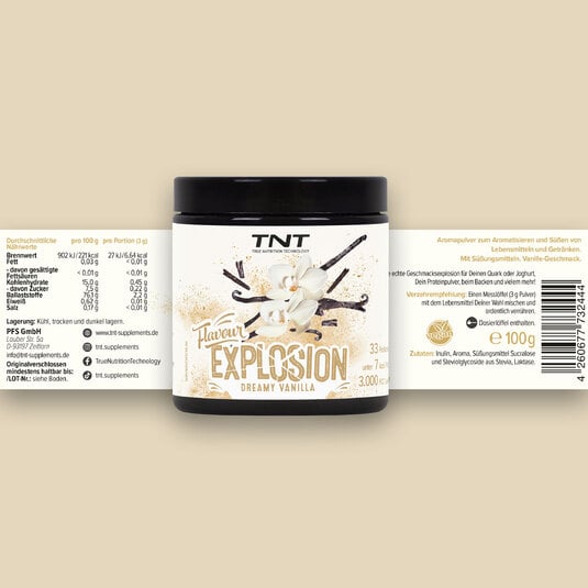 Flavour Explosion Dreamy Vanilla Etikett mit Nhrwerten