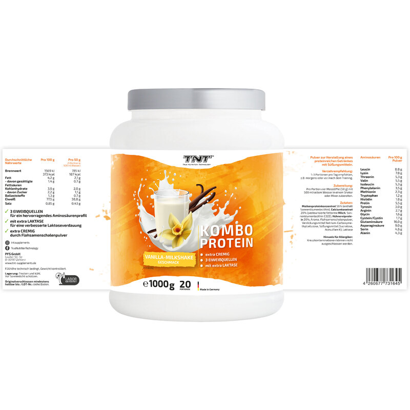 TNT Kombo Protein Vanilla-Milkshake Nährwerte