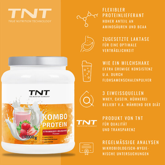 TNT Kombo Protein Strawberry-Milkshake - Vorteile auf einen Blick