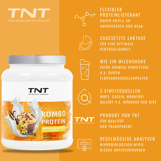 TNT Kombo Protein Vanilla-Cookie-Dough - Vorteile auf einen Blick