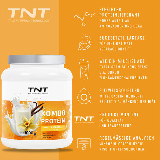 TNT Kombo Protein Vanilla-Milkshake - Vorteile auf einen Blick