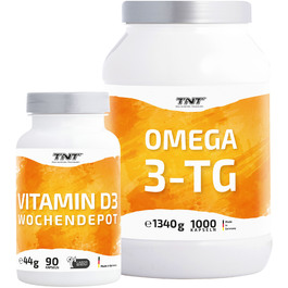 Omega 3 (1000 Kapseln) + Vitamin D3 Wochendepot (90 Kapseln) | Sparbundle