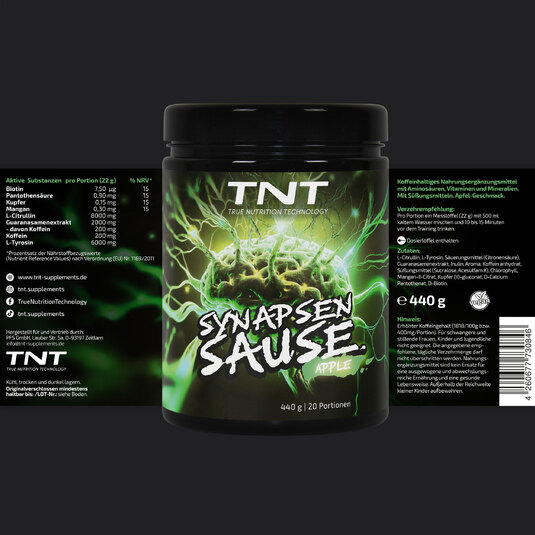 TNT Synapsensause Apfel - Angaben auf Etikett