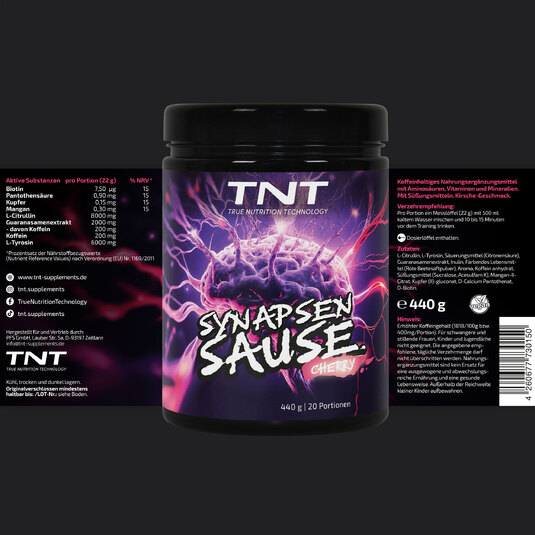 TNT Synapsensause Kirsche - Etikett mit Nährwertangaben