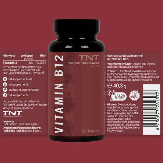 TNT Vitamin B12 - Etikett mit mehr Informationen