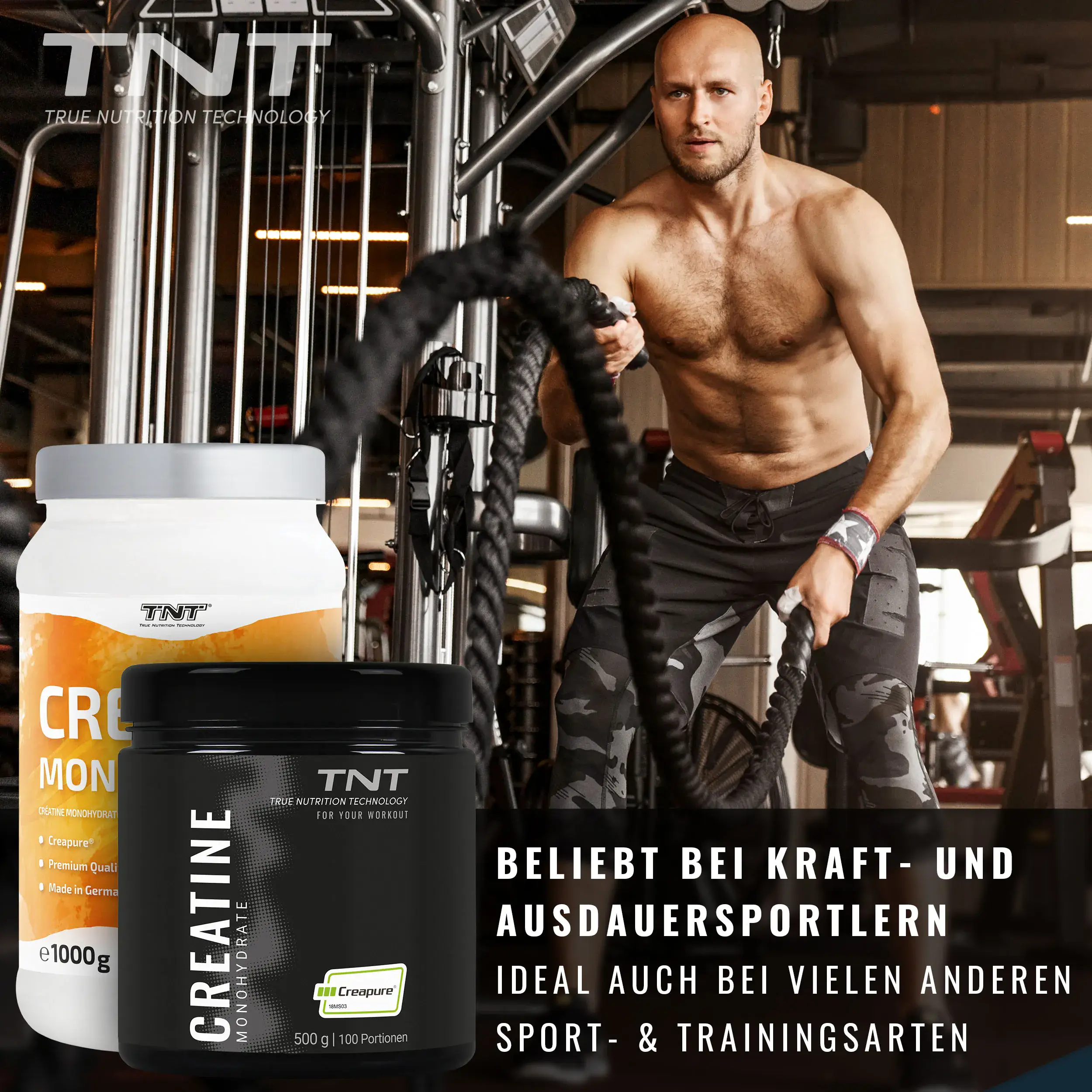 Mann im Training: Creatine ist beliebt bei Kraft- und Ausdauersportlern
